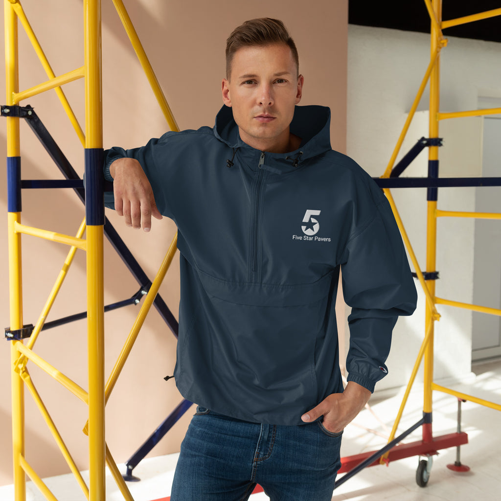 Embroidered Champion Packable Jacket White Logo