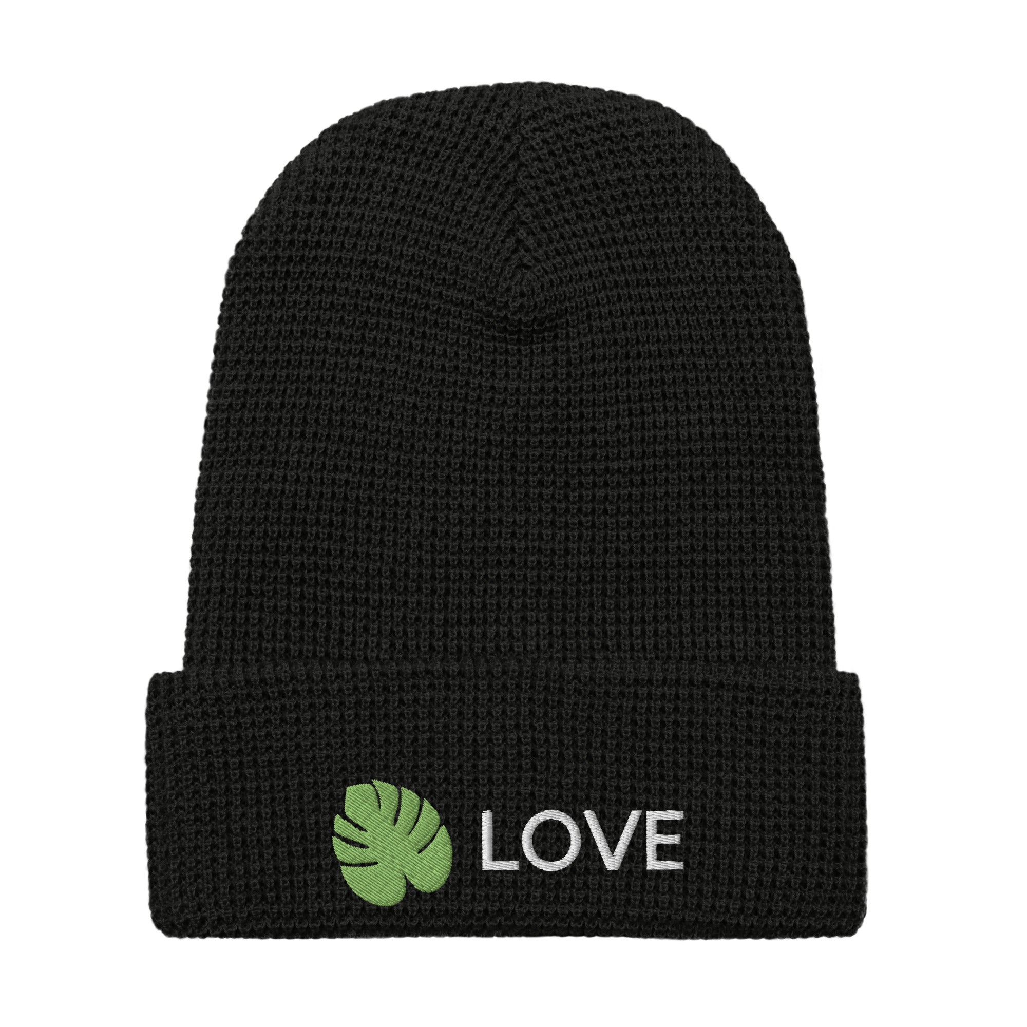 Monstera Love Waffle Beanie